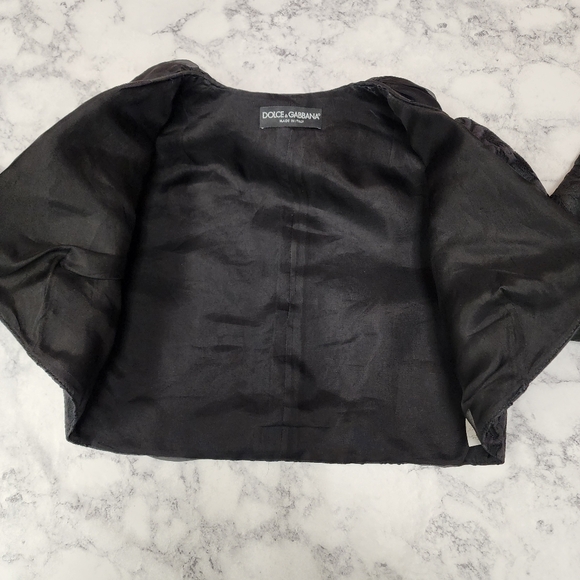 Dolce & Gabbana Black Jacquard Ruffled Bolero Jacket & Ruffle Shorts Set - Picture 3 of 15